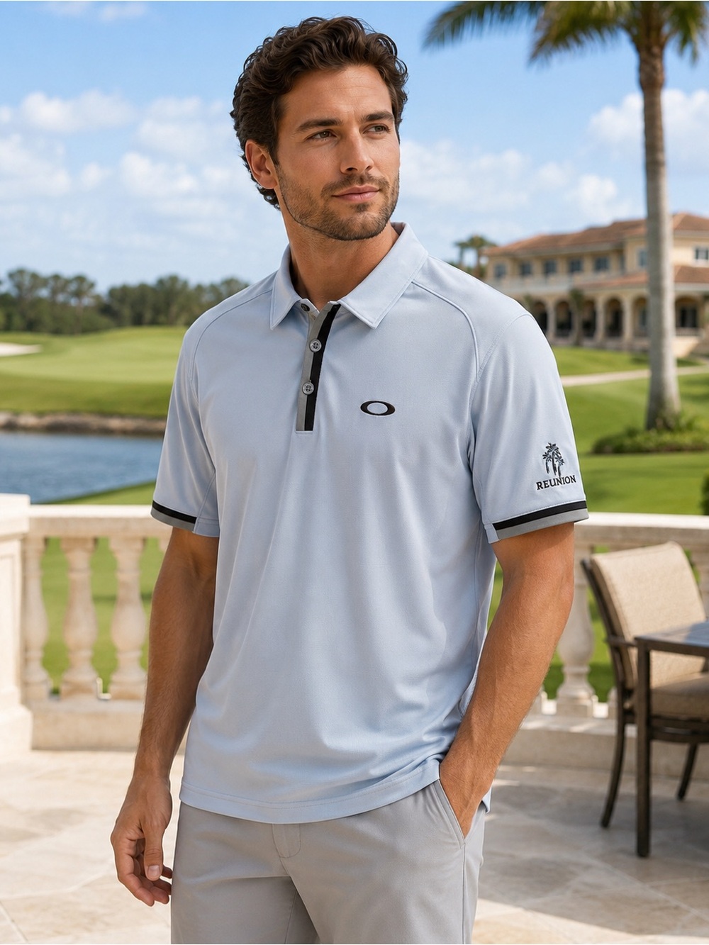 Oakley Light Gray Polo with Black Trim